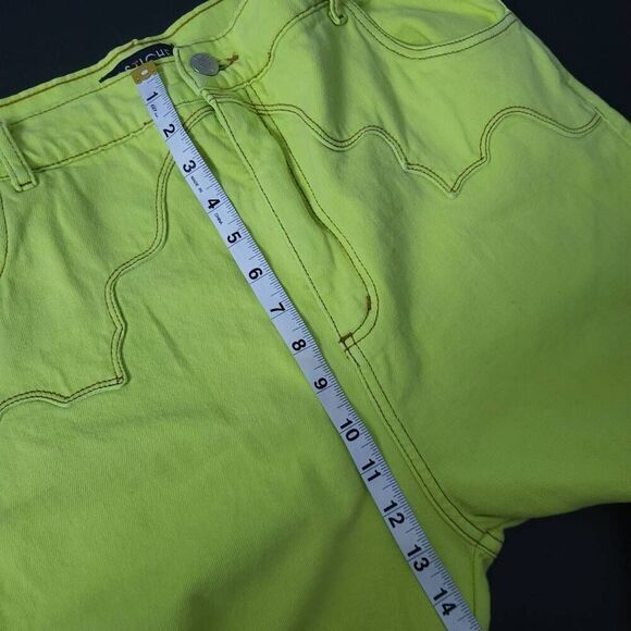 Pastiche Womens Western High Rise Straight Leg Jeans Size 31 Neon Green Retro - Picture 6 of 8